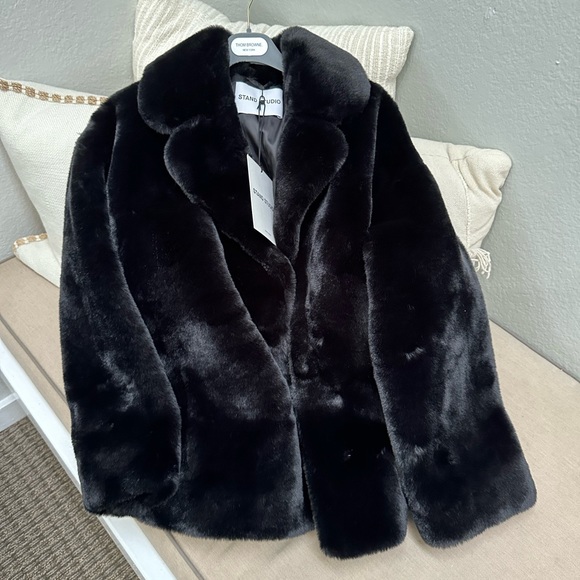 Stand Studio faux-fur savannah jacket black size 36 - Picture 1 of 15